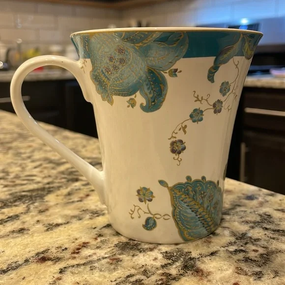 222 Fifth Eliza Teal coffee mugs - Picture 3 of 4
